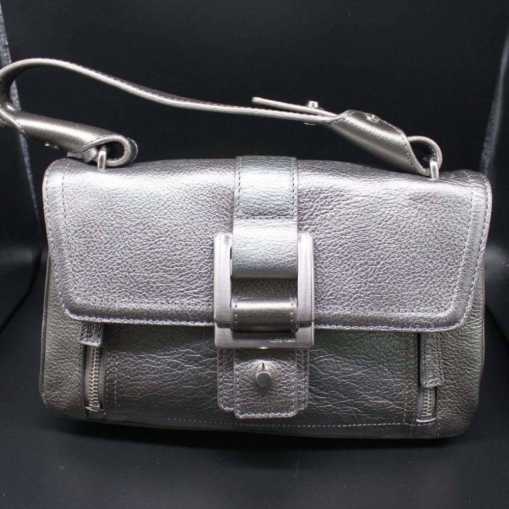Beautiful Calvin Klein shoulder Bag- Leather Metallic Gray